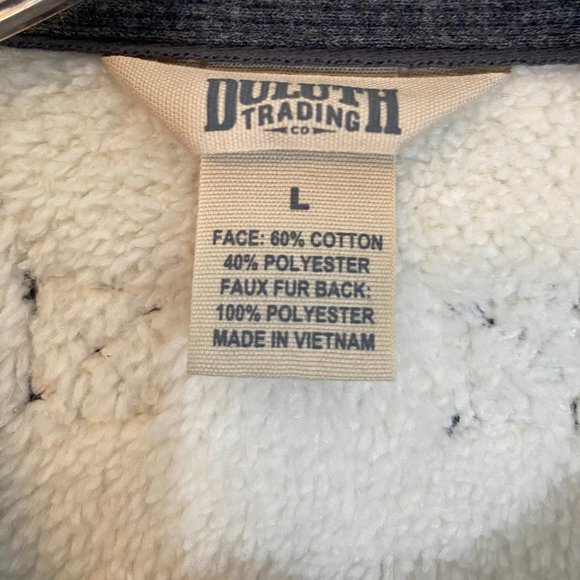 Duluth Trading Gray Long Sleeve Sherpa Lined Sweater Jacket NWOT Men's Size L - Picture 4 of 12